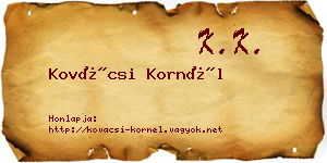 Kovácsi Kornél névjegykártya